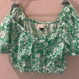 Green Tropical Crop Top